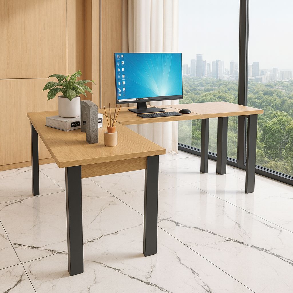 Mesa Para Escritório Em L 110x110cm Reforçada Home Office Modelo industrial