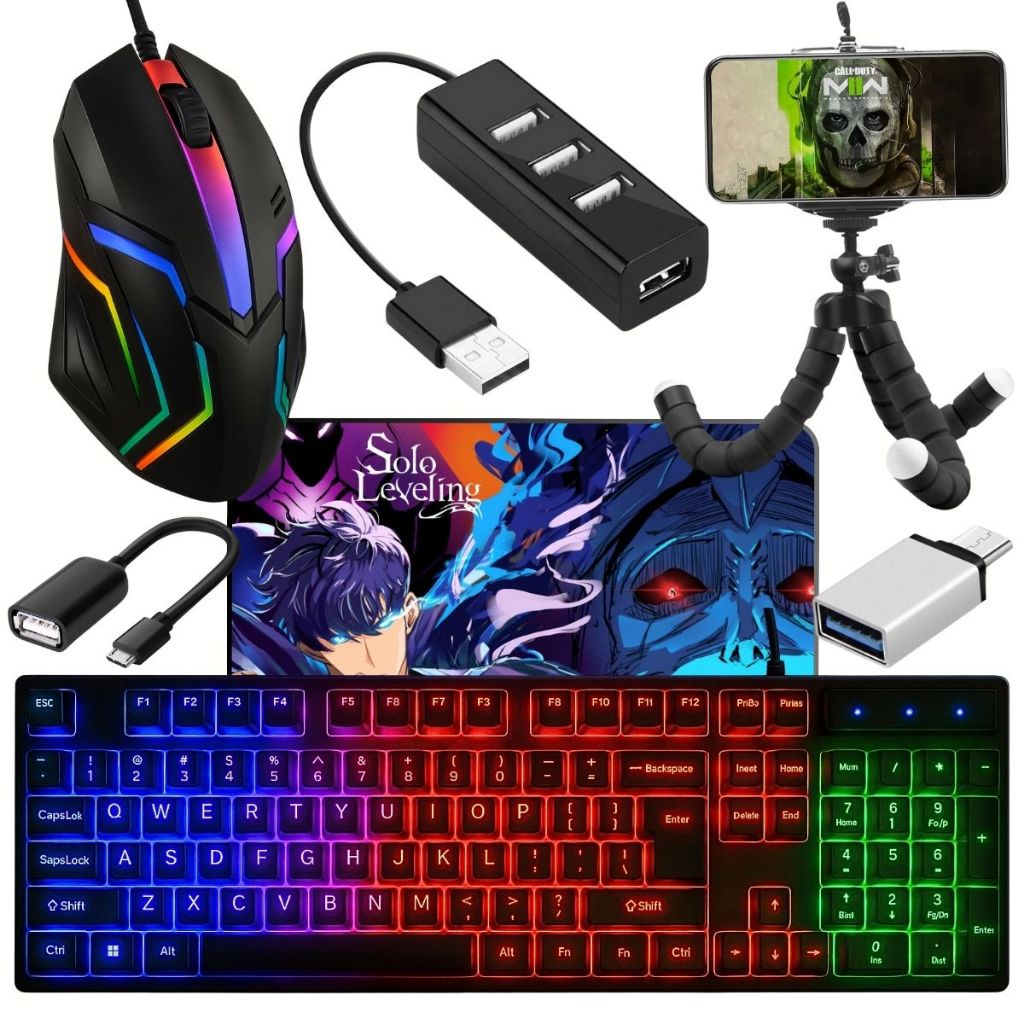 Kit Mobilador Gamer Completo Promoção Celular Teclado Semi Mecânico Led Mouse Led