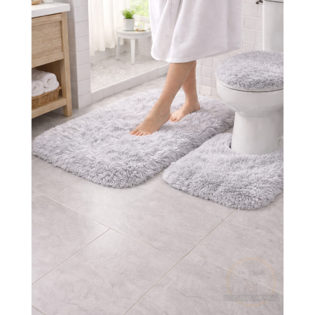 Kit Tapete De Banheiro Felpudo Elegante poliester 3pçs em Oferta na Shopee