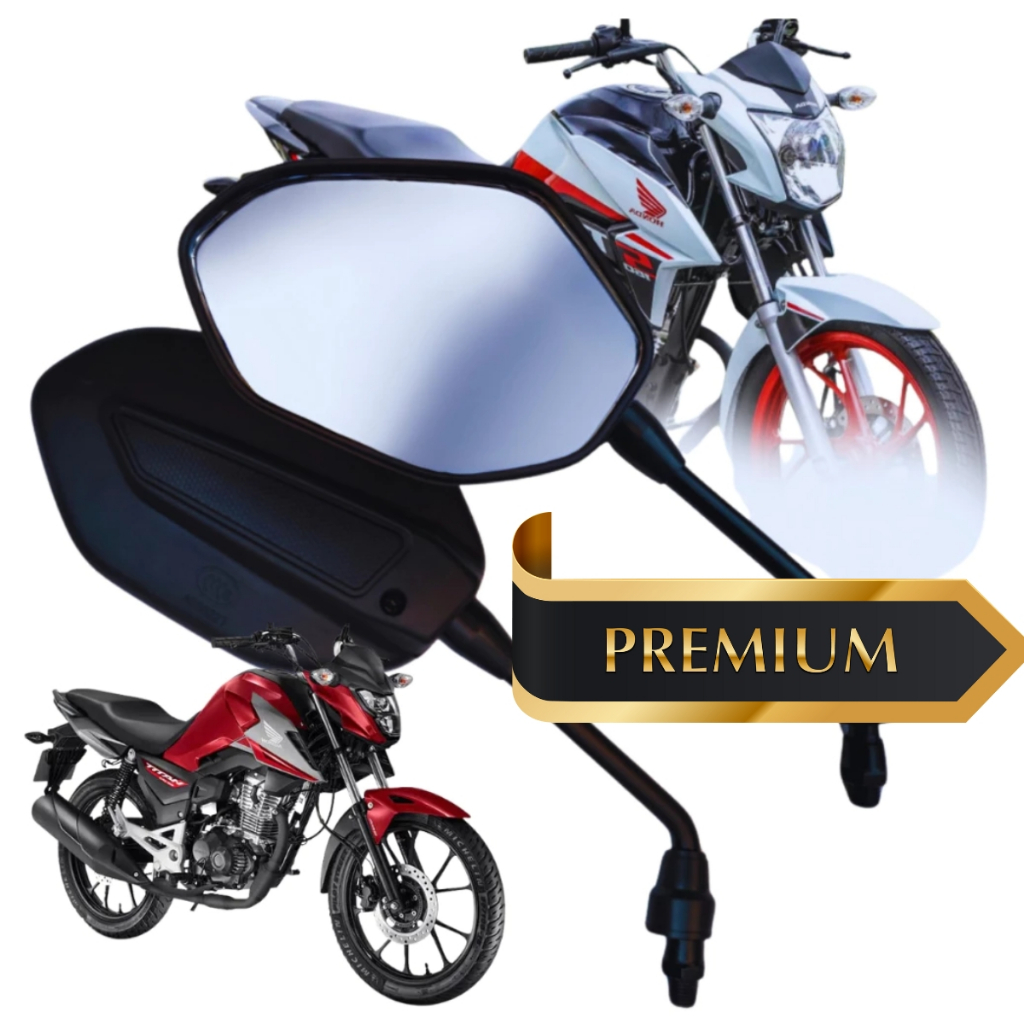 Espelho Retrovisor Preto Honda Cg Titan Fan 125 150 160 2014 2015 2016 2017 2018 2019 2020 Ks Es Esd Ex Start - Par