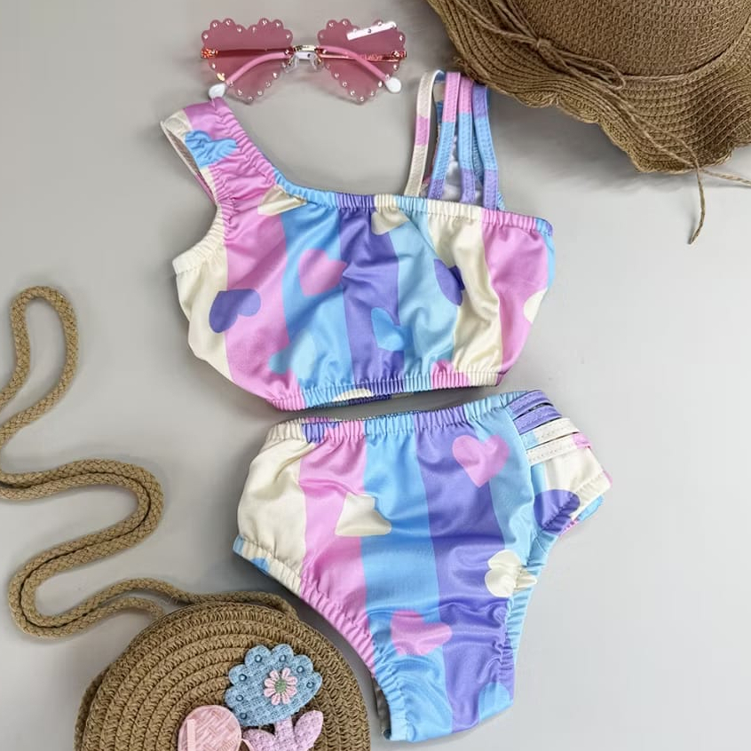 Biquíni infantil meninas 2 ao 16 Juvenil forrado praia piscina natação premium em Oferta na Shopee