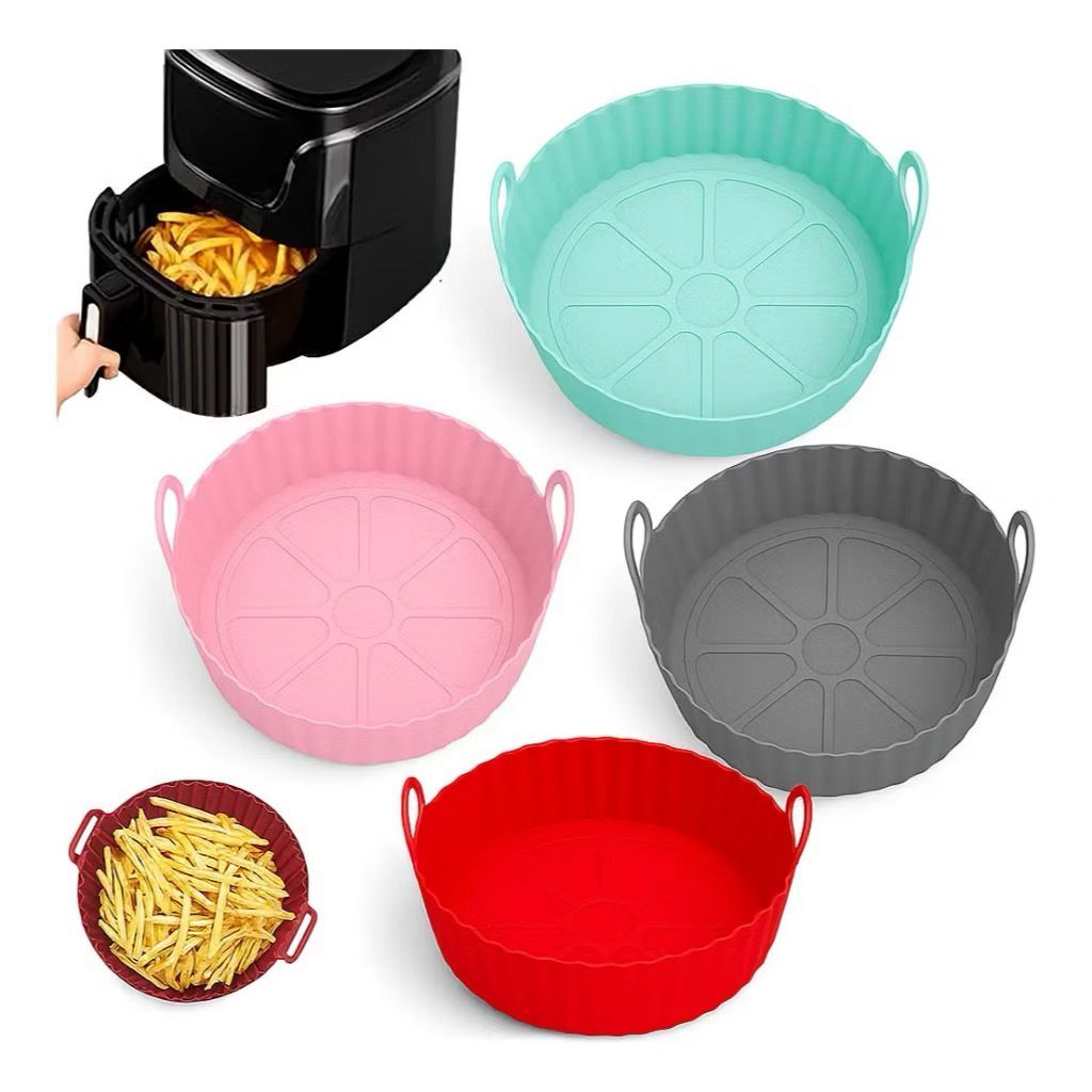 Forma airfyer silicone, forno microondas, anti aderente 20cm - fritadeira e assadeira, maleável, resistente