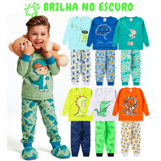 Kit 8 Peças Pijama Brilha no Escuro Infantil Menino Inverno Roupa Infantil Masculina em Oferta na Shopee