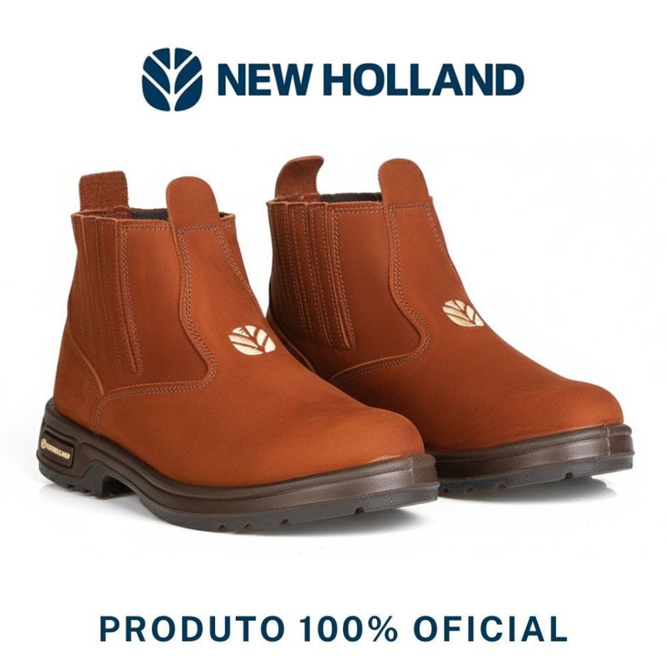 Botina New Holland Nobuck Toreano Produto Original 100% Couro Legítimo Unissex Injetado Solado Antiderrapante