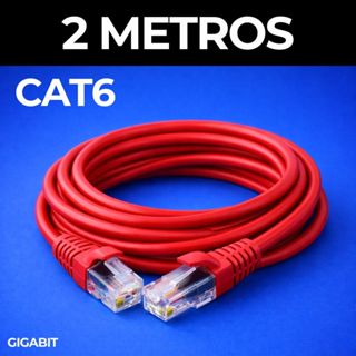 CABO DE REDE CAT6 2 METROS VERMELHO GIGABIT UTP ALTA VELOCIDADE em Oferta na Shopee