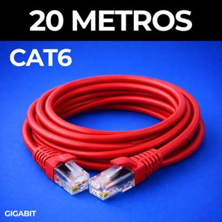CABO DE REDE CAT6 20 METROS VERMELHO GIGABIT UTP ALTA VELOCIDADE em Oferta na Shopee