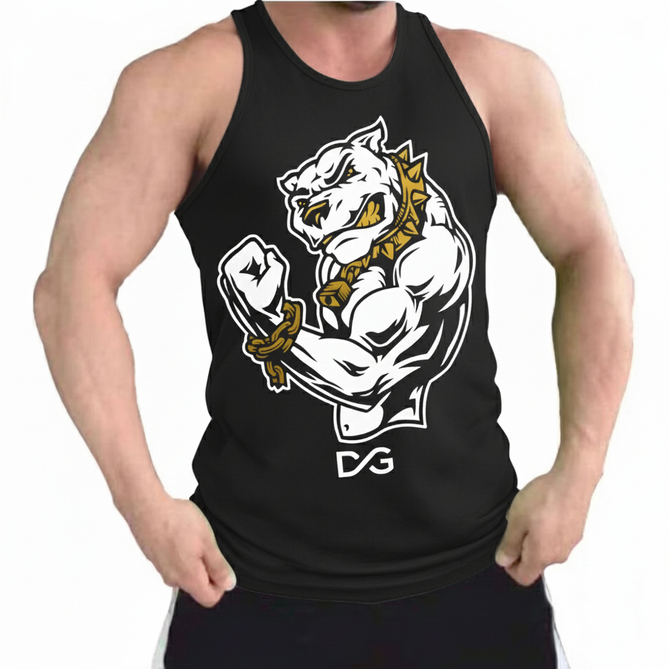 Camisa Regata Masculina Pit Bull Malha Dry fit Longline Academia  Fitness Treino Esporte UV Cachorro