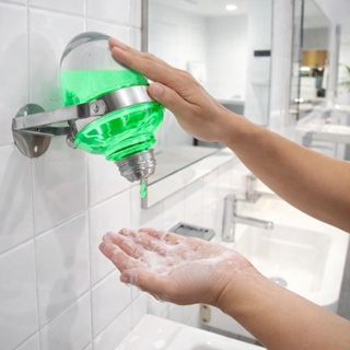 Dispenser Saboneteira Giratória Porta Sabonete Liquido Plástico Parede Inox 500ml Aurimar em Oferta na Shopee