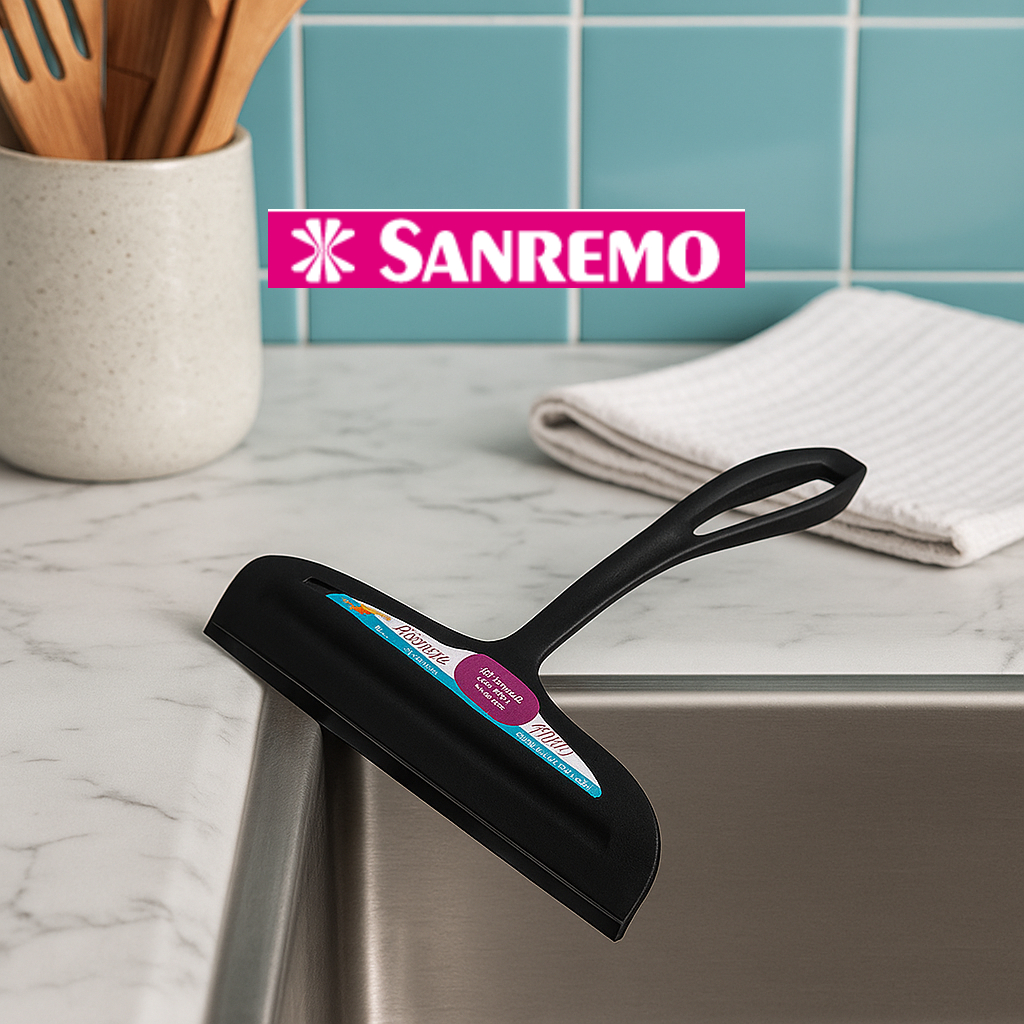 Rodinho para Pia Sanremo 14cm – Plástico Resistente, Cabo Anatômico e Raspador Superior