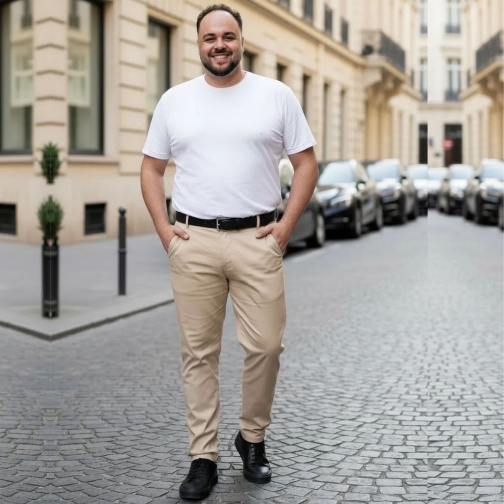 Calça Plus Size Masculina Alfaiataria Social Sarja com Lycra Tradicional tamanhos Especiais 50 52 54 56 em Oferta na Shopee