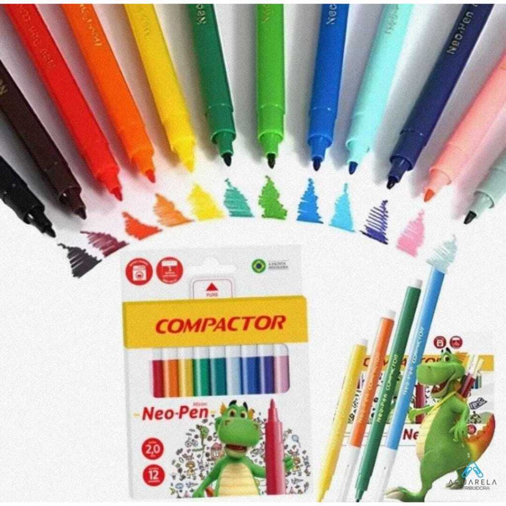 Hidrocor Mirim Neo Pen Com 12 Cores Compactor em Oferta na Shopee