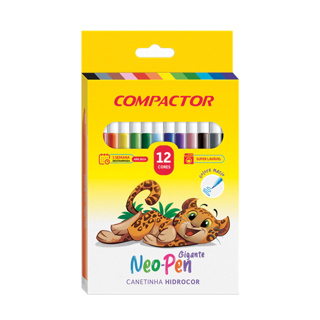 Kit Canetas Coloridas Canetinha Canetinhas Coloridas C/12 Cores - Compactor em Oferta na Shopee