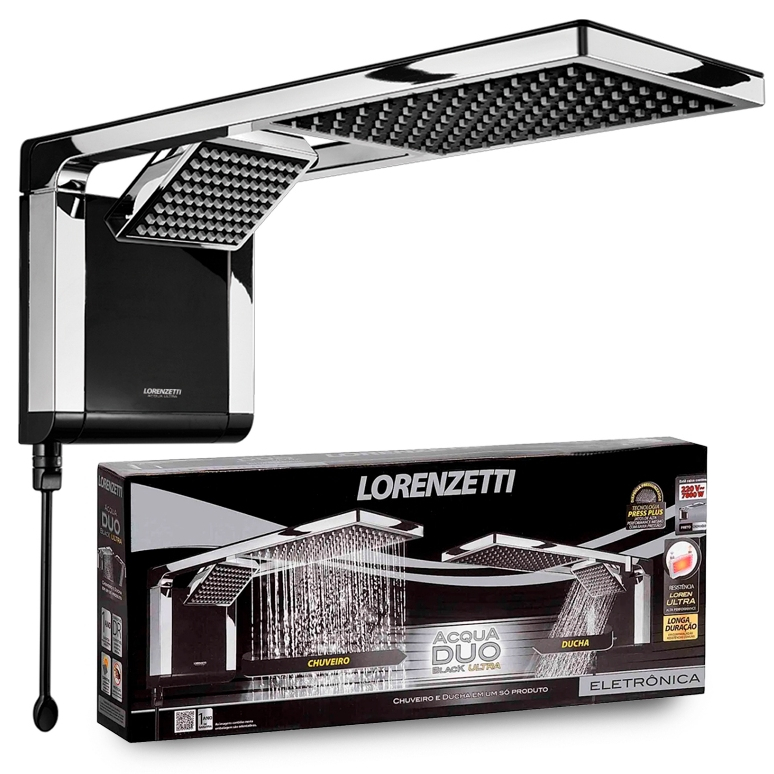 Chuveiro Lorenzetti Acqua Duo Preto e Cromo 7800w 220v