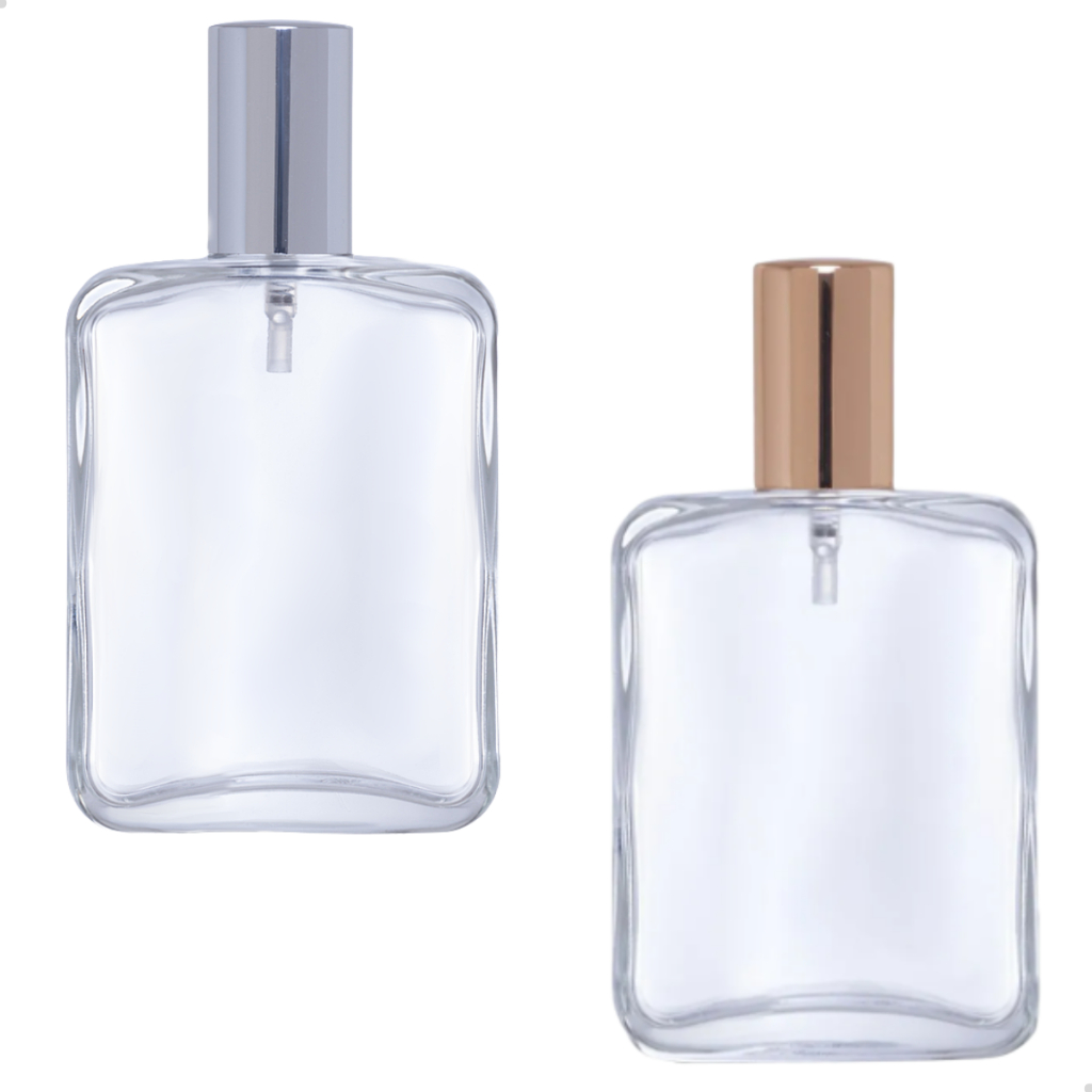 Frasco Perfume 100ml de vidro válvula Spray luxo Dourado Prata