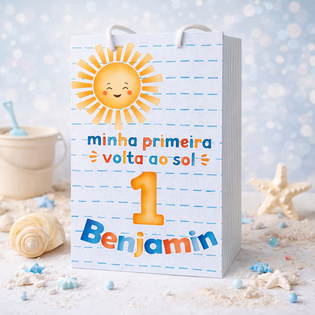 Sacolinha P / Primeira Volta ao Sol / Personalizados / Lembrancinha de Festa / Aniversário