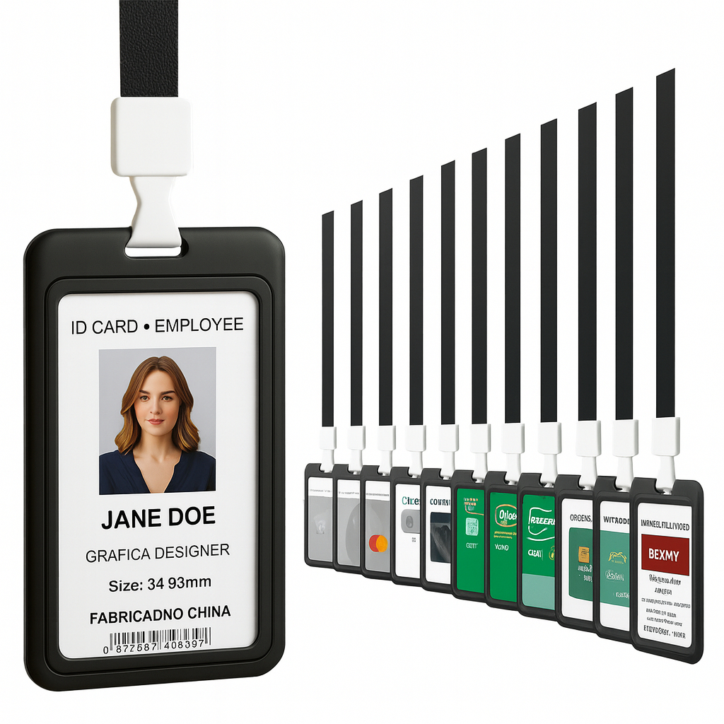 25 Porta Crachá com Cordão Identificação Escola Bilhete e Cartões Resistente Prático em Oferta na Shopee