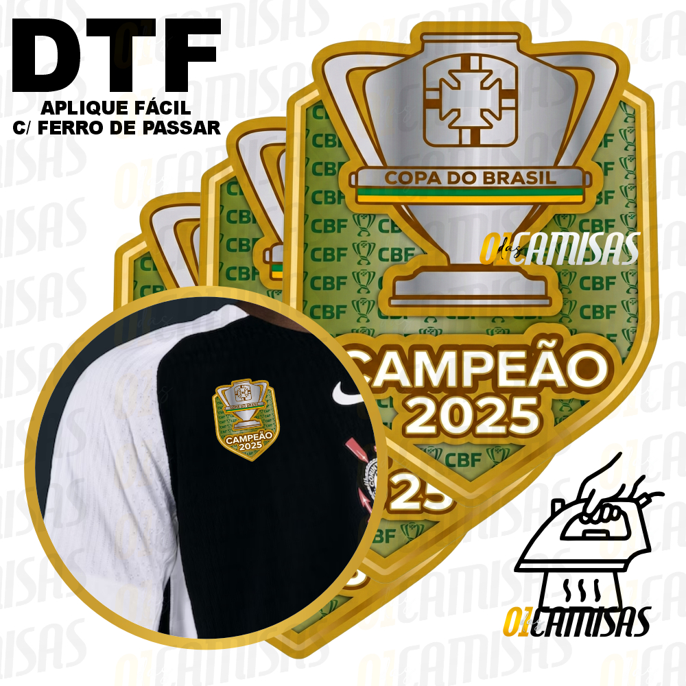 Patch Campeão da Copa do Brasil 2025 - DTF Termocolante - Fácil de Aplicar