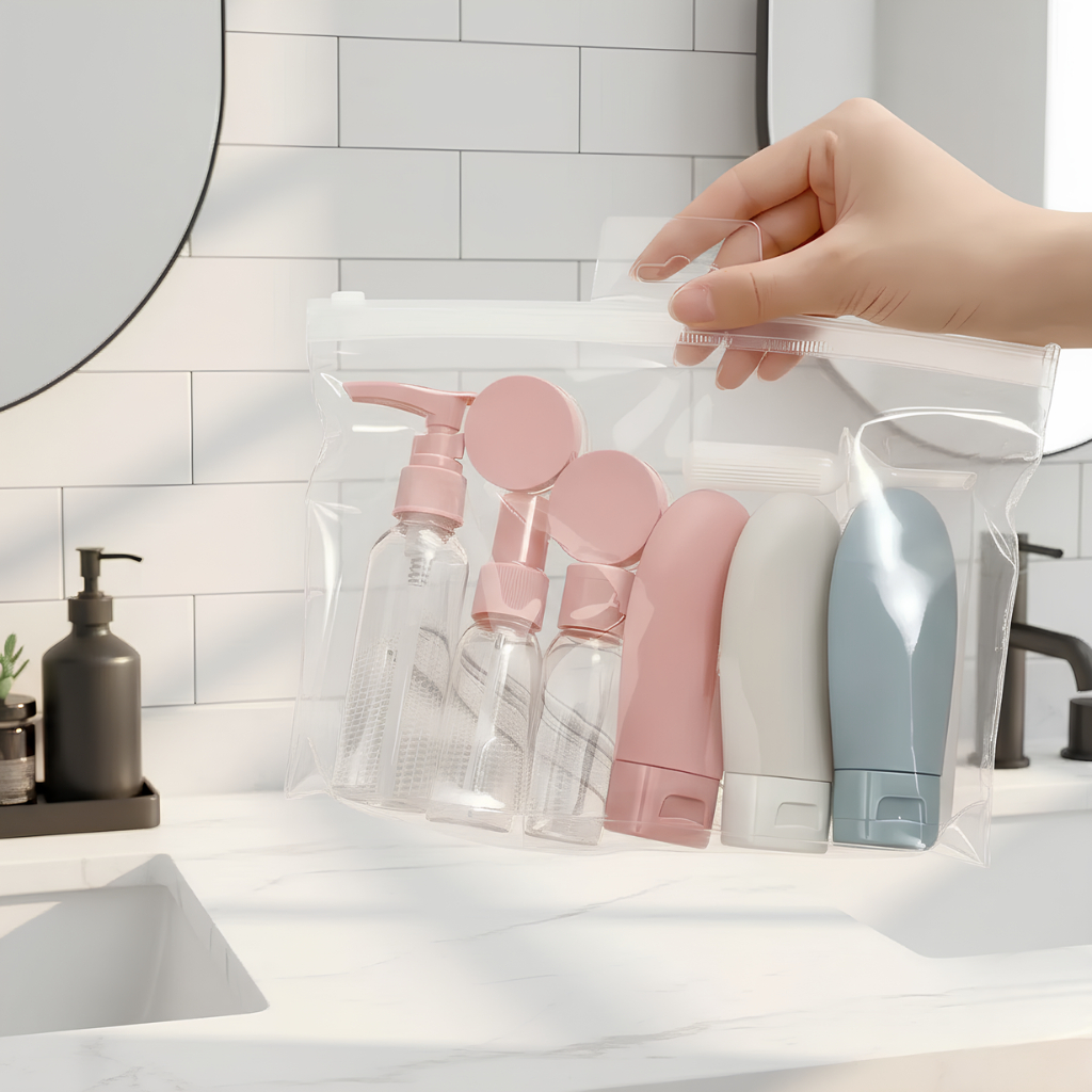 Imagem KIT 11 Frascos Viagem Conjunto Multifuncional Peças Creme Cosméticos Viagem Organizador Shampoo Condicionador