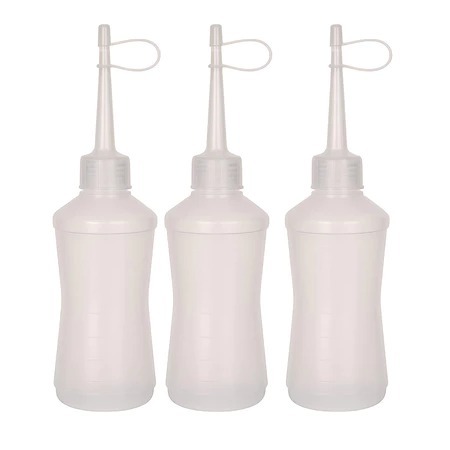 Kit 3 und Bisnaga Frasco Almotolia Para Líquidos e Fluidos 250ml C/ Bico Reto Aplicador e Tampa