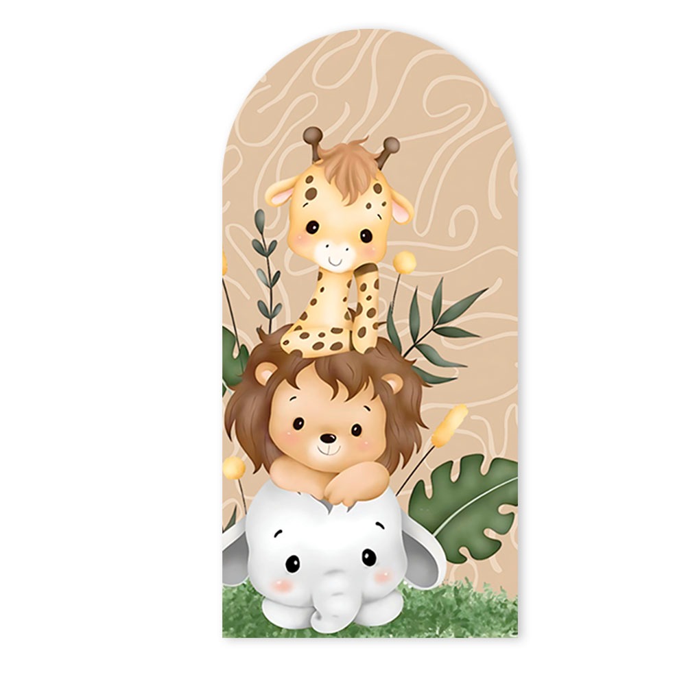 Capa Painel Romano Sublimado Veste Fácil Tema Safari Baby Aniversário Helanca Premium New Lançamento Oferta