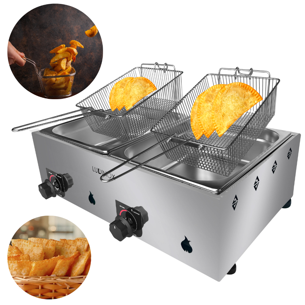 Fritadeira Fritador Inox A Gás Para Batatas Salgados