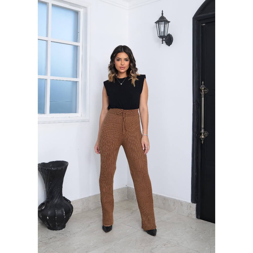 CALÇA FEMINNINO COM AMARRA DE TRICÔ MODAL NOVO COLEÇÃO!!! em Oferta na Shopee