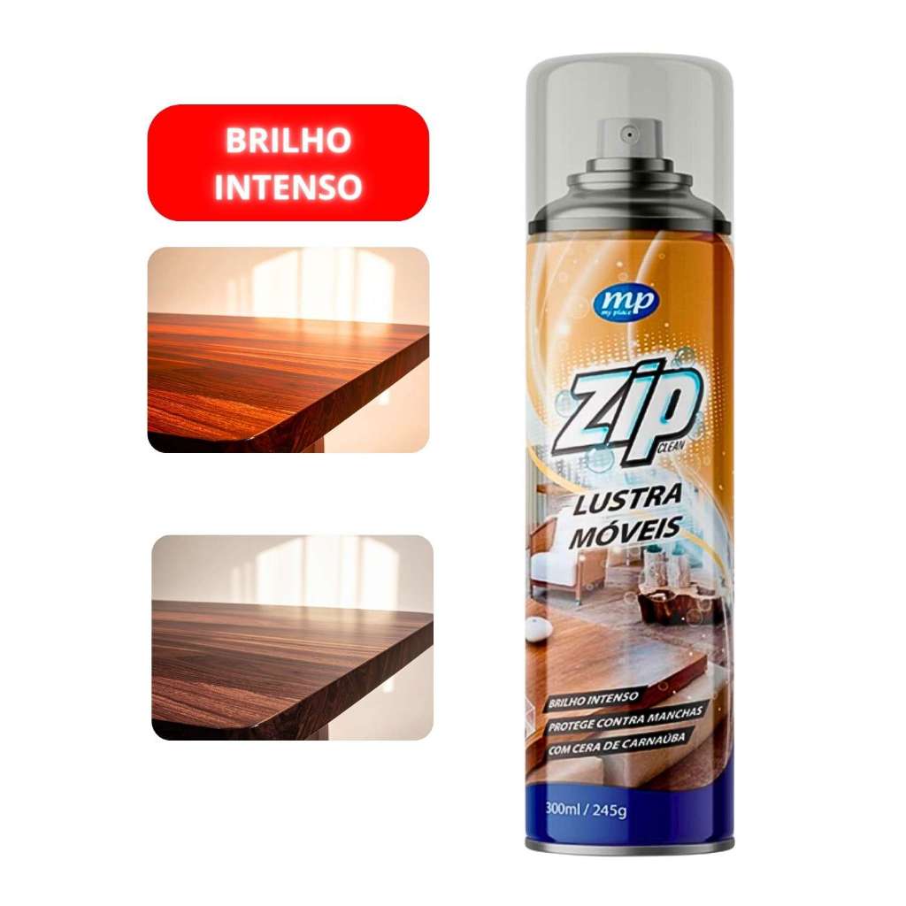 Lustra Moveis Zip Spray 300ML Limpeza Brilho Intenso Proteção Com Cera Carnaúba Unidade