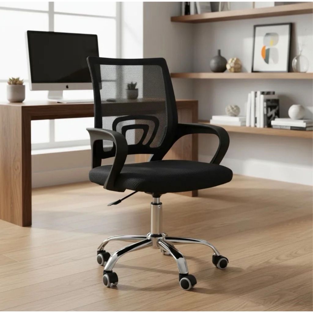 Cadeira Para Escritório Office Baixa Preto Preto Tecido