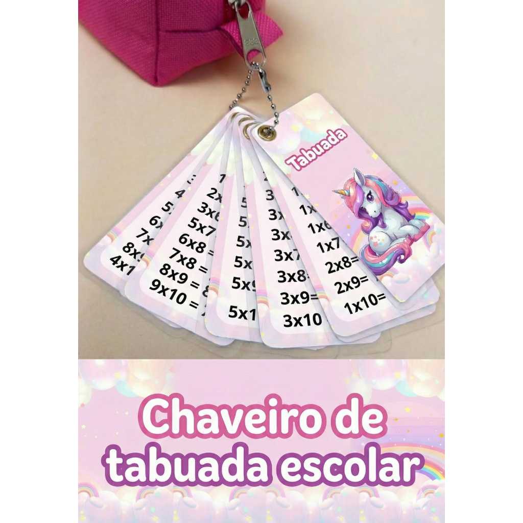 CHAVEIRO DE TABUADA 1 AO 10 PERSONALIZADO COM QUALQUER TEMA em Oferta na Shopee