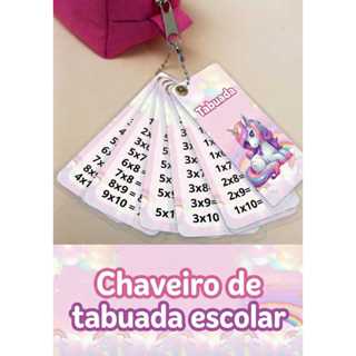 CHAVEIRO DE TABUADA 1 AO 10 PERSONALIZADO COM QUALQUER TEMA em Oferta na Shopee