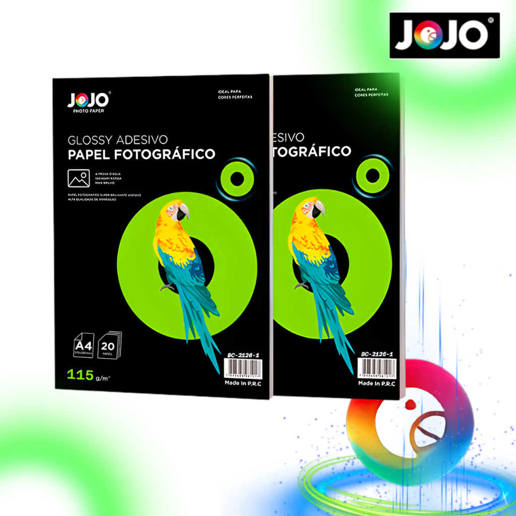 Papel Fotográfico ADESIVO 115g Glossy Brilhante A4 A prova d'água para Jato de Tinta