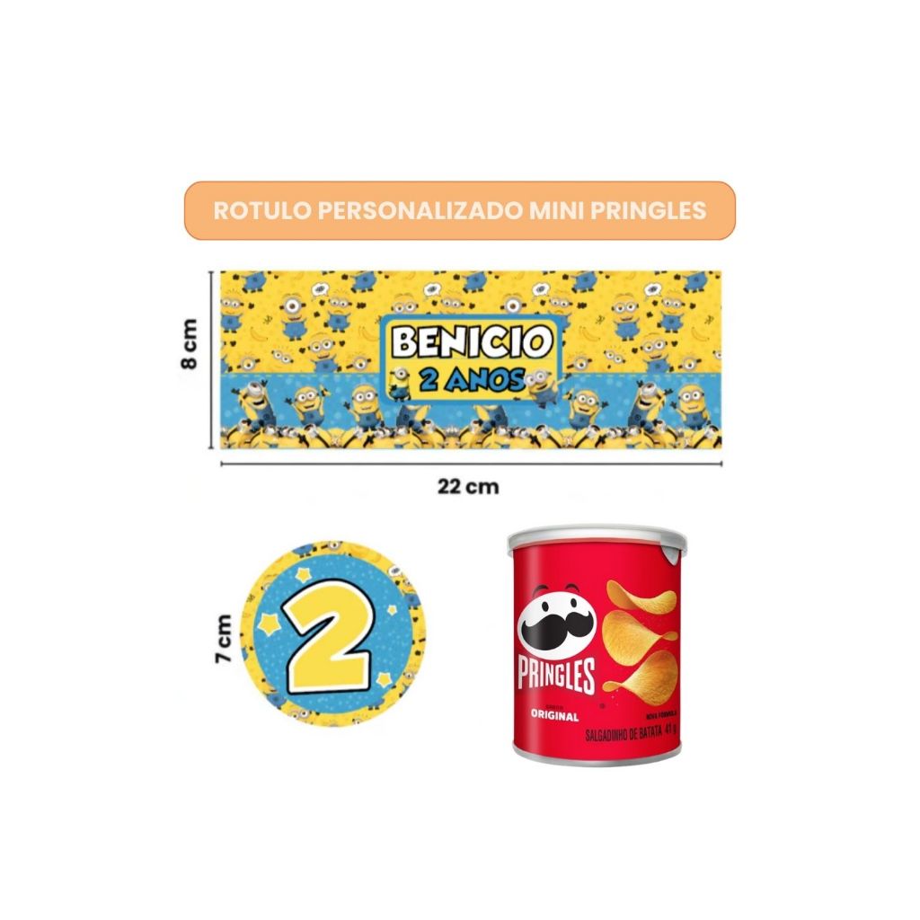Rótulo adesivo personalizado para mini pringles (NÃO ACOMPANHA PRINGLES)