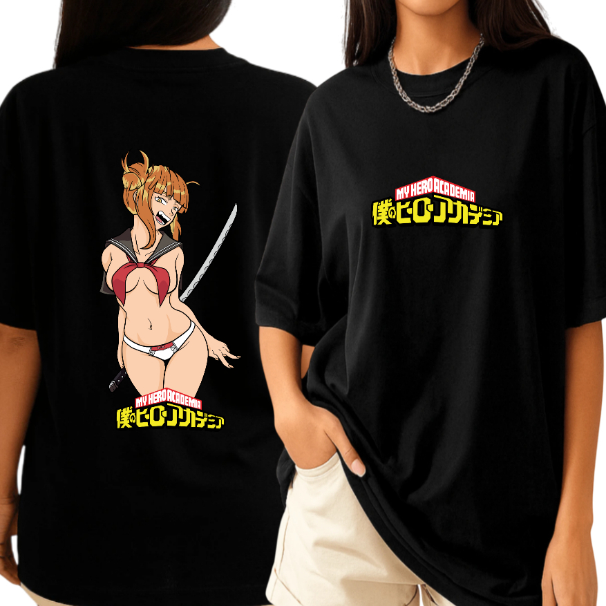 Camiseta Anime My Hero Academia Himiko Toga Oversized Premium Streetwear Casual Academia Treino