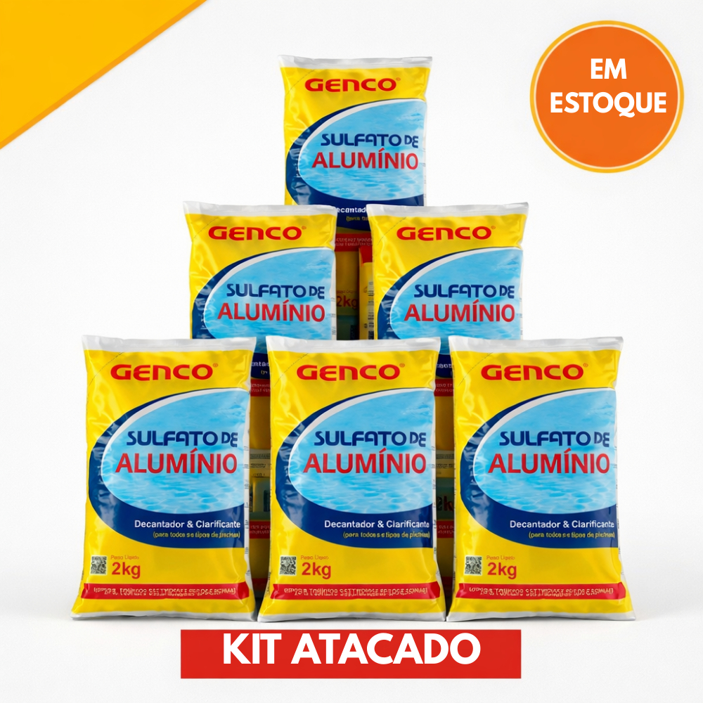 Sulfato de Alumínio Genco 2kg - Kit Atacado 5, 8 ou 10 Unidades (Decantador Piscina) em Oferta na Shopee