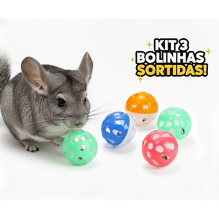Bolinha Interativa com Guizo para chinchila  roedores –  3 unidades em Oferta na Shopee