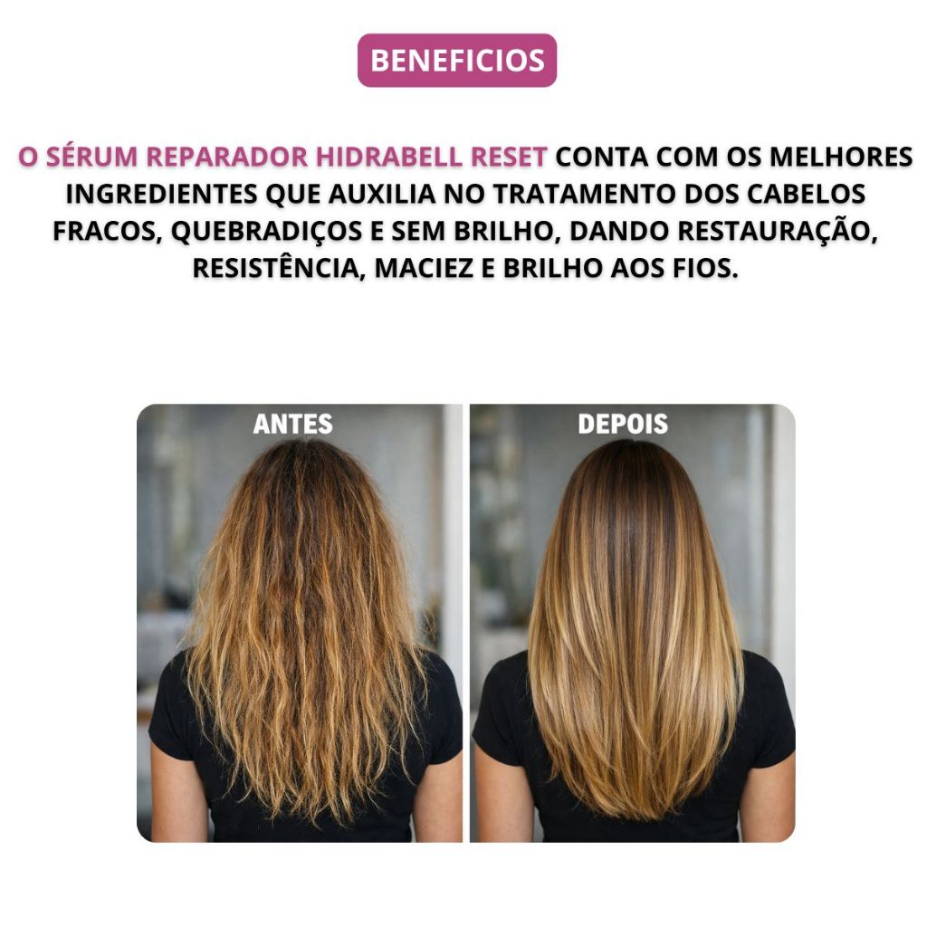 Serum Capilar Hidrabell Reset 60ml Anti Frizz Proteção Térmica Brilho — imagem 2 de 2