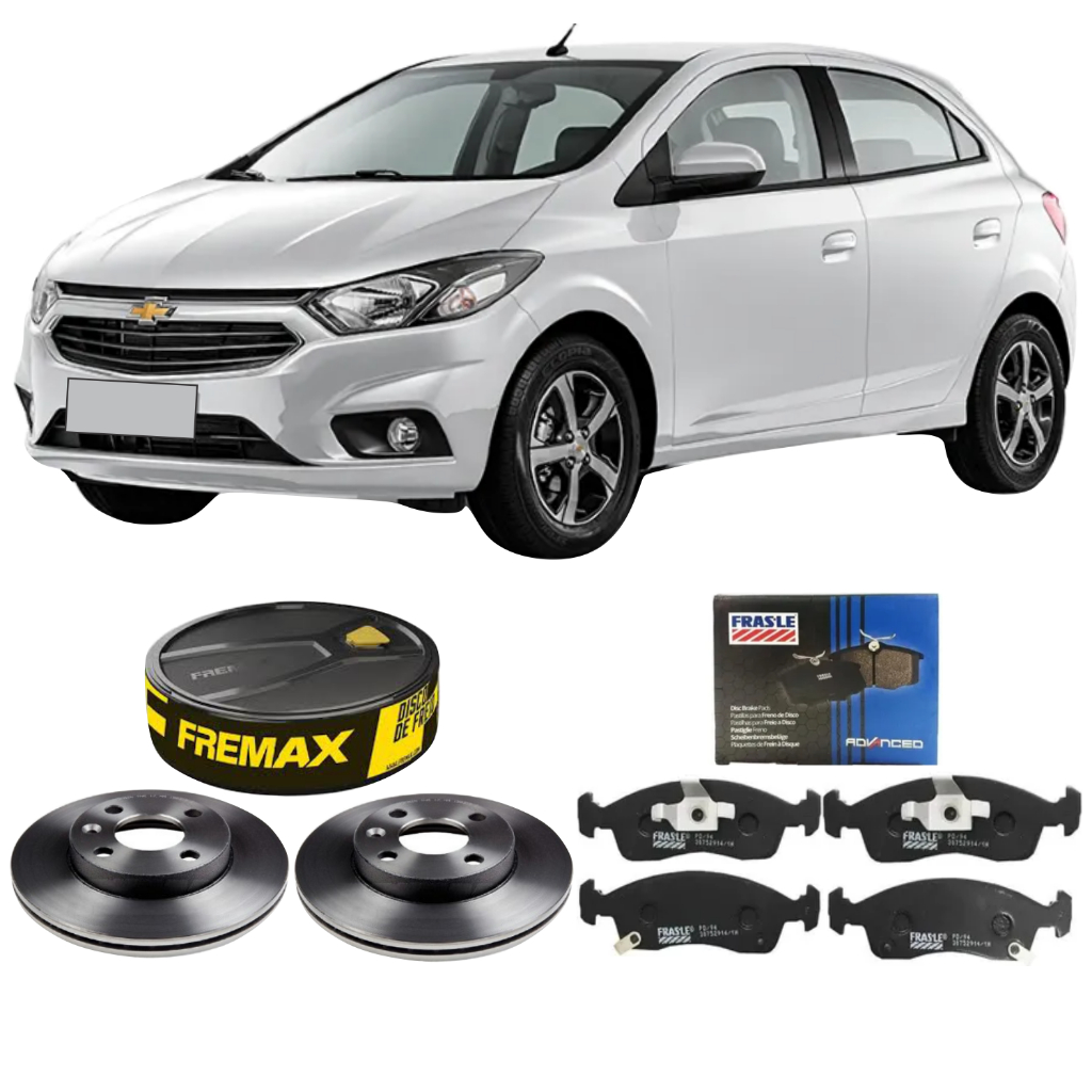 Kit Disco De Freio Fremax + Pastilha Frasle Dianteira Onix 1.0 1.4 LS LT LTZ 2013 A 2019