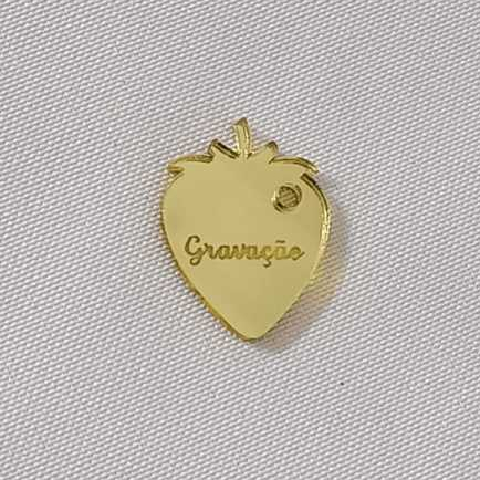 TAG DE MORANGO - Tamanho 1,8 x 2,5 CM - Aplique Personalizado em Acrílico Espelhado