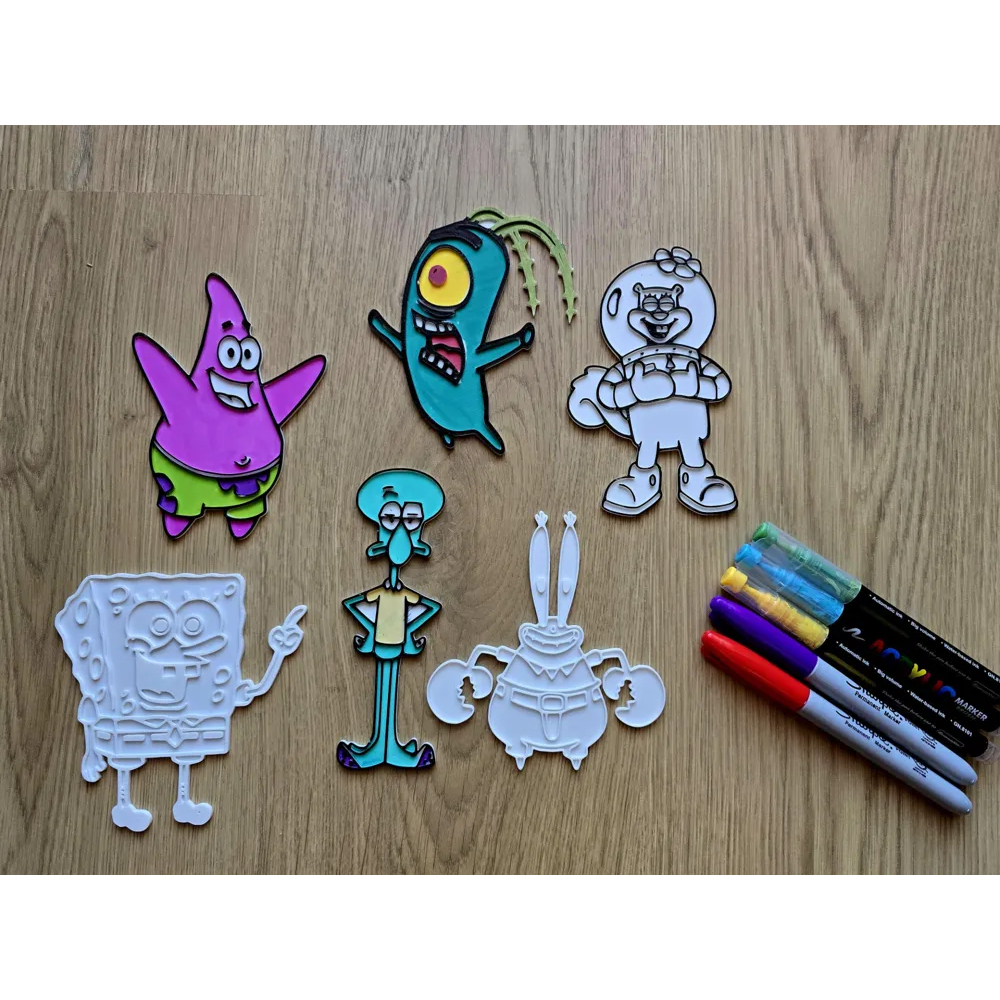 Kit para colorir Bob Esponja, Patrick e Sr Sirigueijo para Colorir DIY