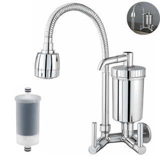 Torneira Filtro de Parede Gourmet Cozinha Flexível Jato Duplo Cromada 1/4 de volta Luxo em Oferta na Shopee