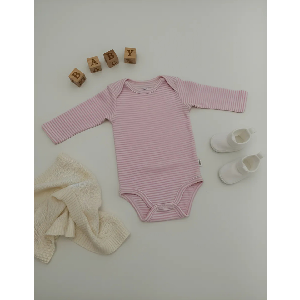 Body Infantil Kiko e Kika Manga Longa Algodão Estampado Floral Listrado Menina Original Nacional