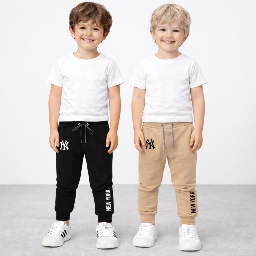 Kit 2 Calça de Moletom Infantil Flanelado NY Algodão Estilo Jogger Casual em Oferta na Shopee