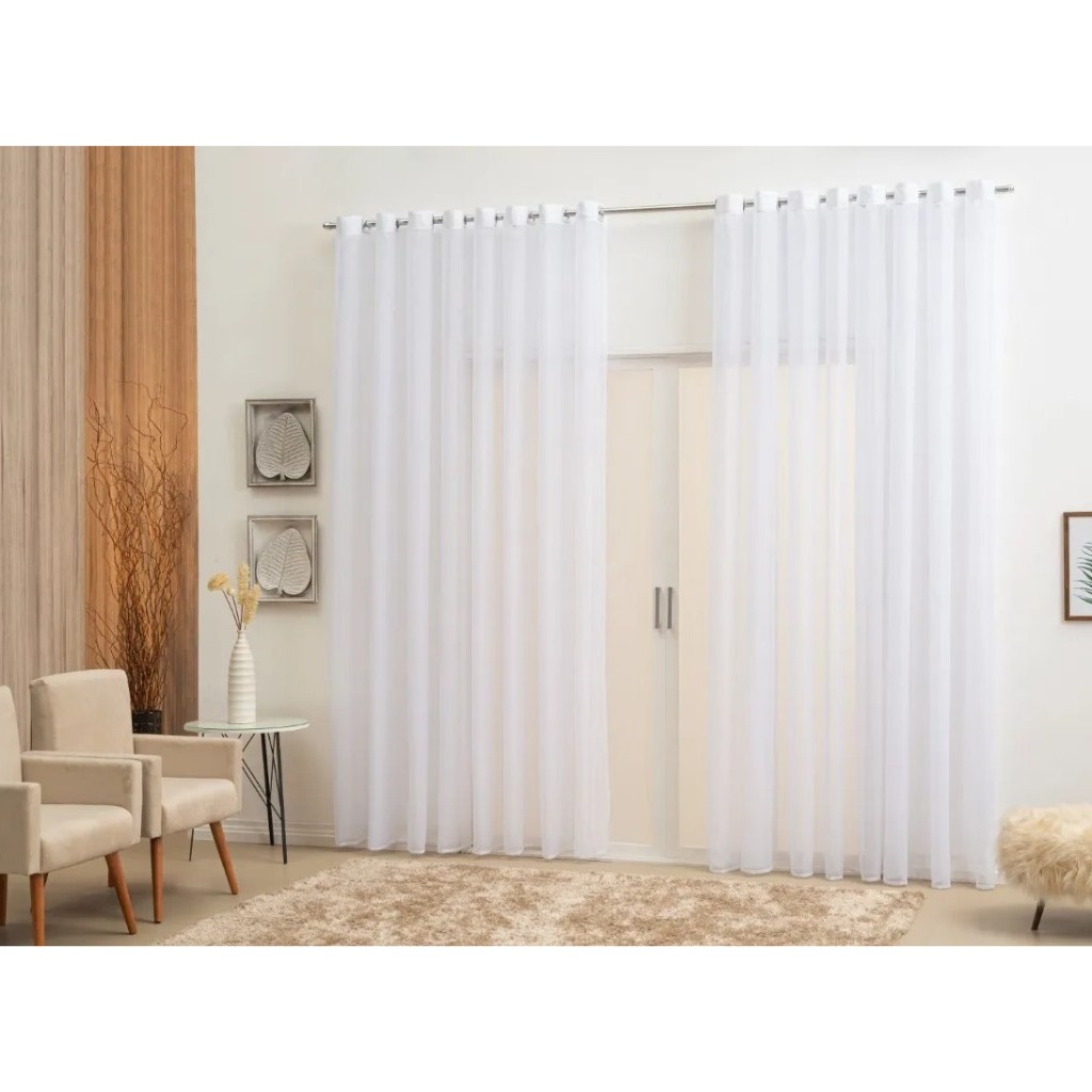 Cortina De Voil Quarto E Sala Voal 6,00 X 2,80 Ilhós Cr