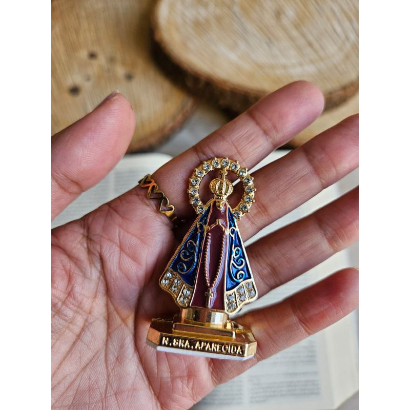 Enfeite Decorativo Nossa Senhora Aparecida Auto Colante Dourado