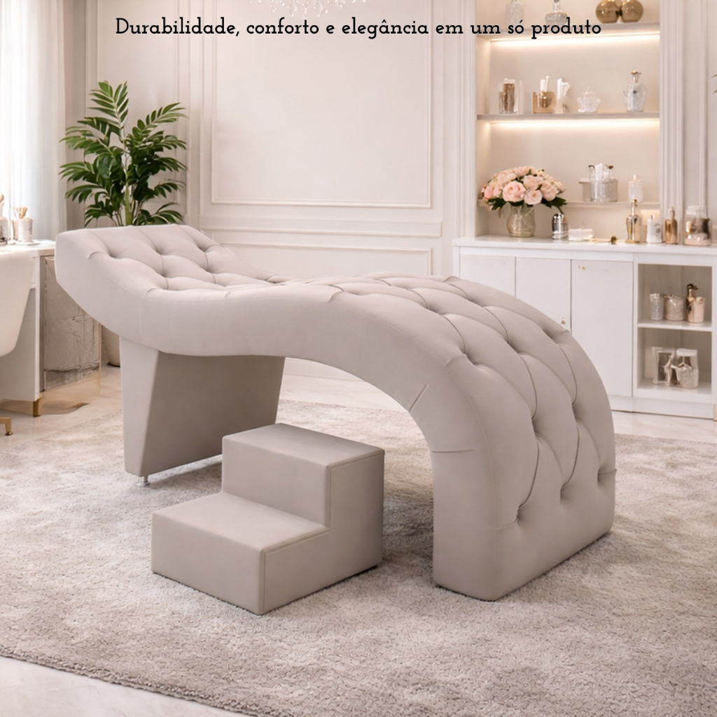 Maca de Estética para Massagem Cílios Fixa Lash Estofada com Escada Veludo Bege G83 - Gran Belo em Oferta na Shopee