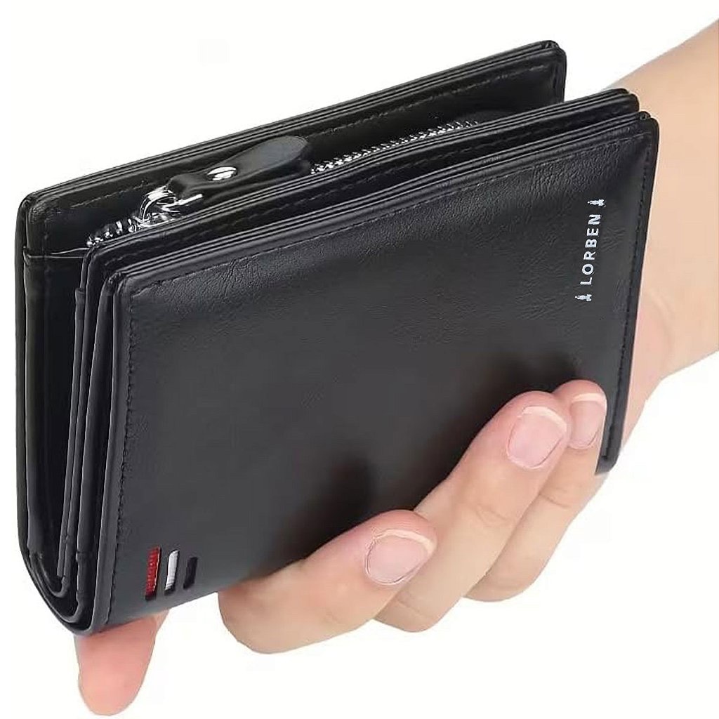 Carteira Slim Luxo Masculina Zíper Porta Moedas Doc E CNH