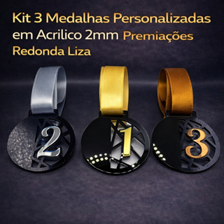 Kit 3 Medalhas em Acrílico 2mm Redonda Liza Prêmios em Oferta na Shopee