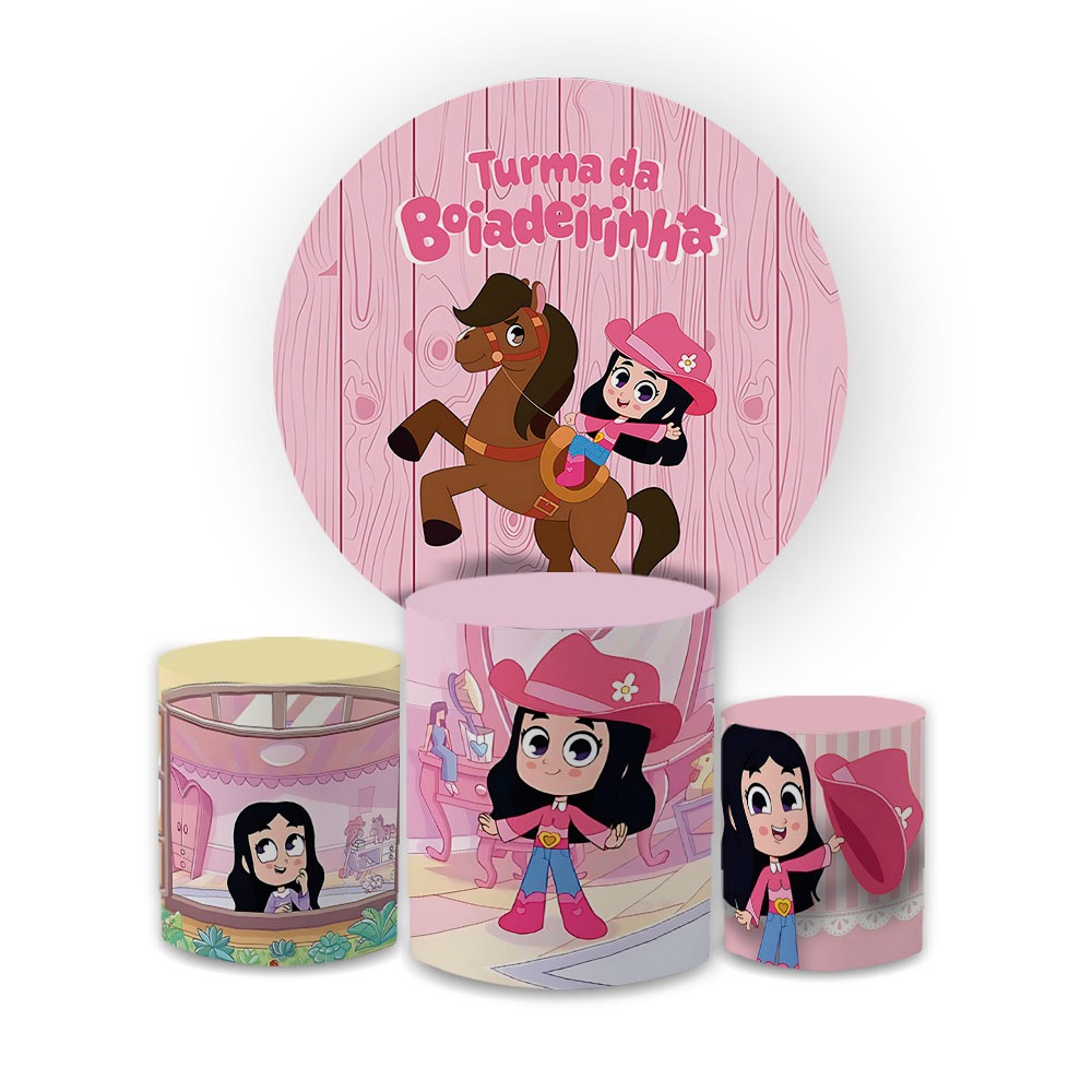 Kit Turma da B0iadeirinha Capa Painel Redondo + Capas de Cilindro Festa Infantil Ana Caste Lançamento