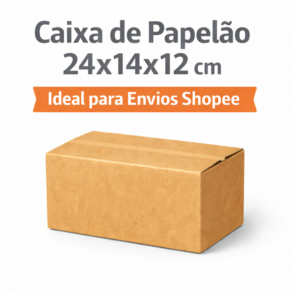 Kit 100 Caixas de Papelão 24x14x12 para Correios – Sedex e PAC | Embalagem Reforçada para Envio
