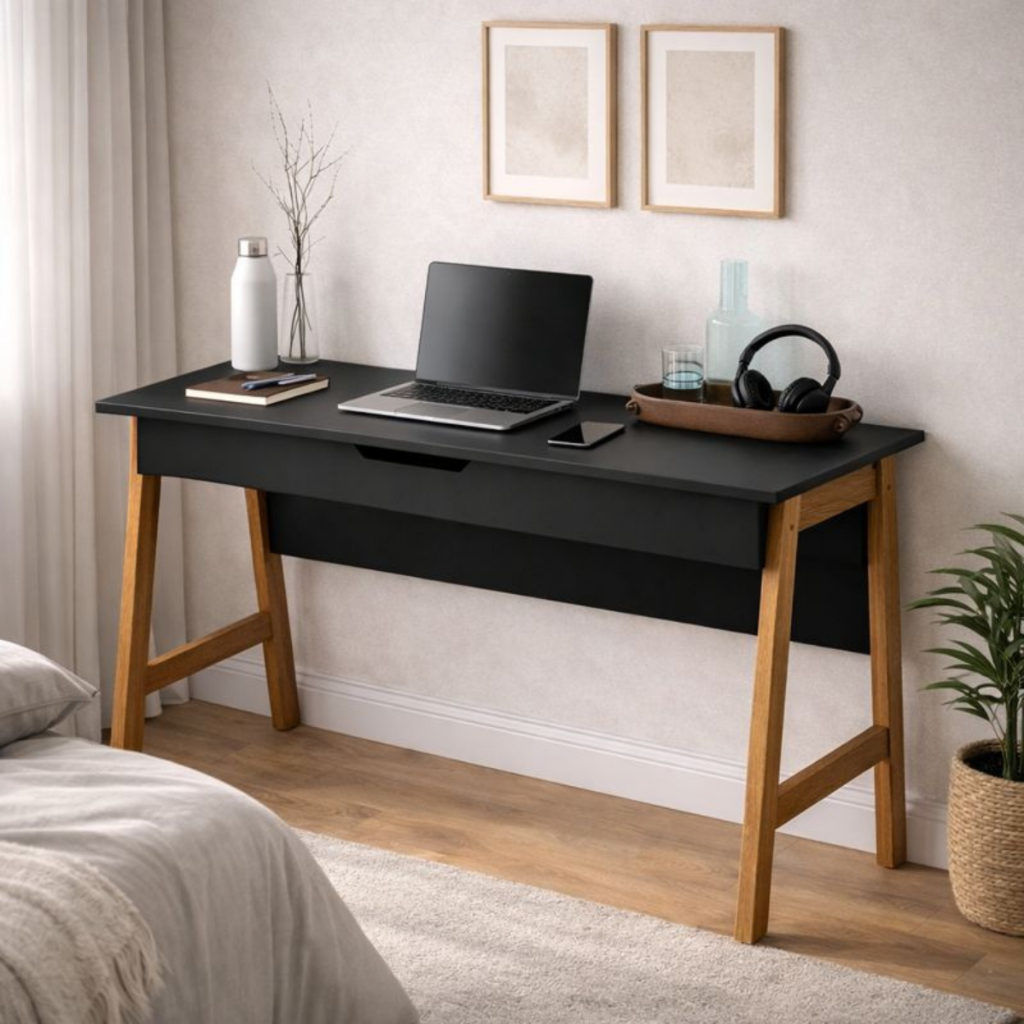 Escrivaninha Bancada Smart Notebook Home Office Mesa Computador Mesinha Estudo Quarto Job Preto